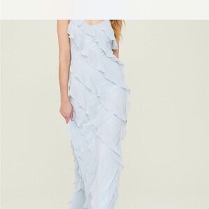 Altar’d State Light Blue Ruffled Maxi Dress